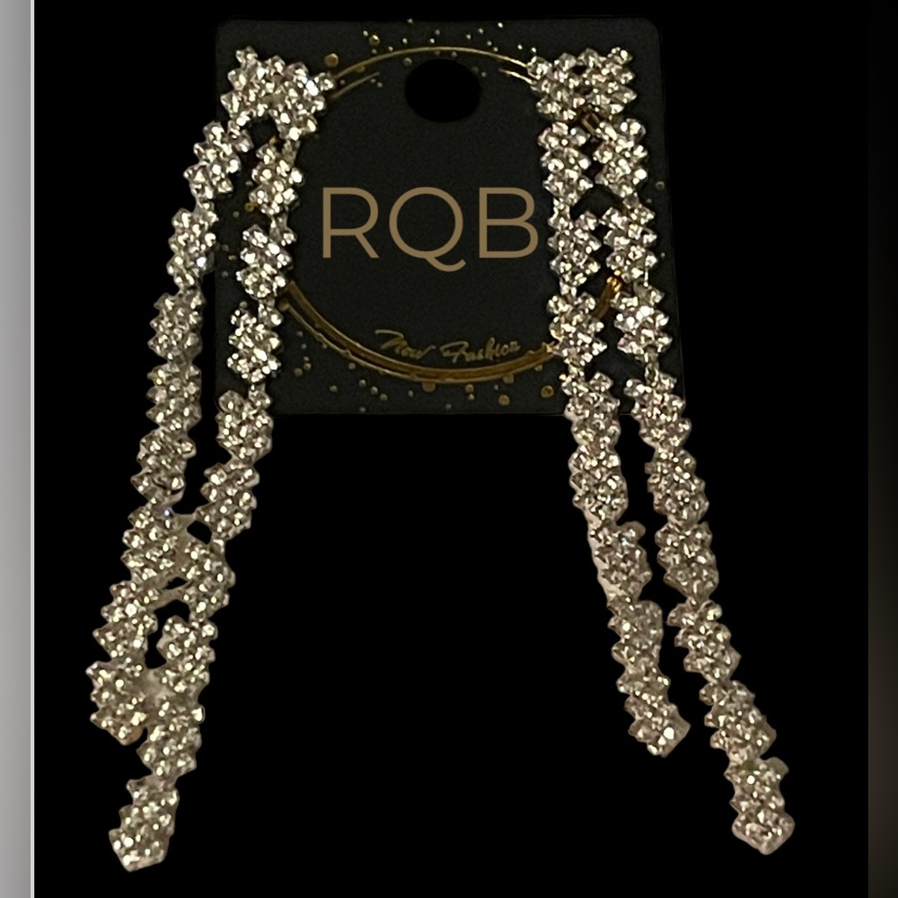 Silver Crystal Long Earrings